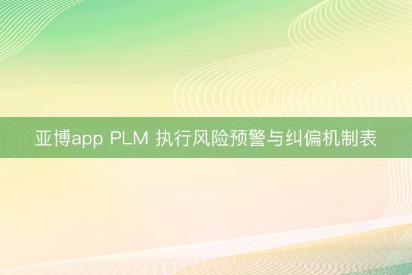 亚博app PLM 执行风险预警与纠偏机制表