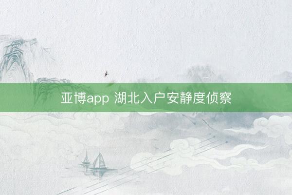 亚博app 湖北入户安静度侦察