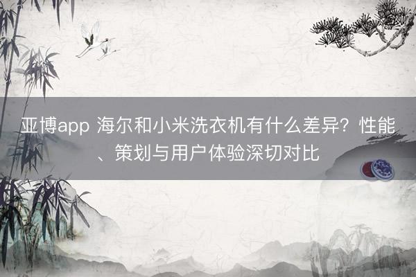亚博app 海尔和小米洗衣机有什么差异?性能、策划与用户体验深切对比