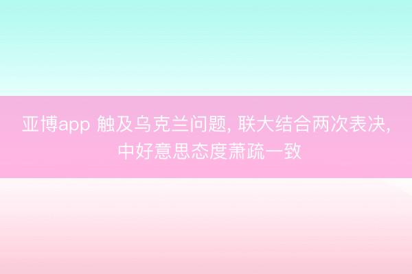 亚博app 触及乌克兰问题， 联大结合两次表决， 中好意思态度萧疏一致
