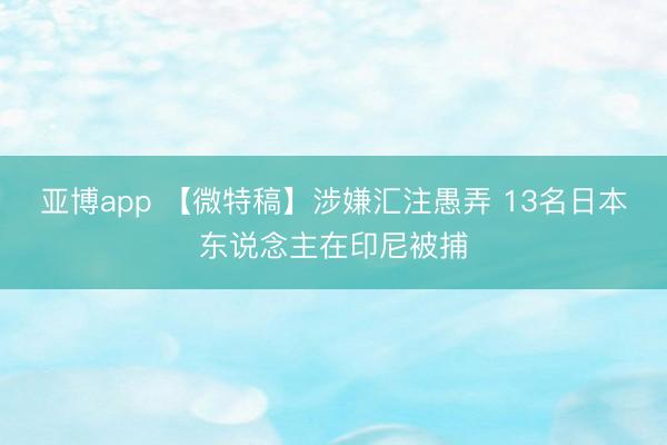 亚博app 【微特稿】涉嫌汇注愚弄 13名日本东说念主在印尼被捕