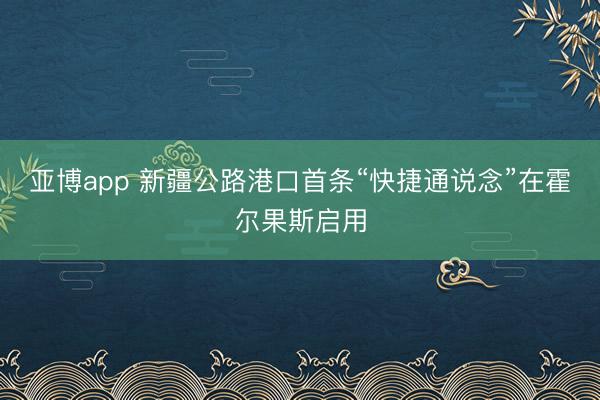 亚博app 新疆公路港口首条“快捷通说念”在霍尔果斯启用