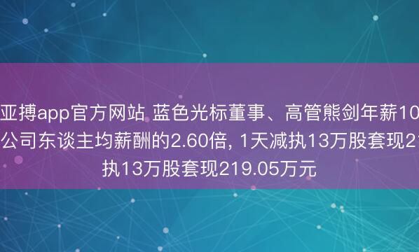 亚搏app官方网站 蓝色光标董事、高管熊剑年薪100.3万元是公司东谈主均薪酬的2.60倍， 1天减执13万股套现219.05万元