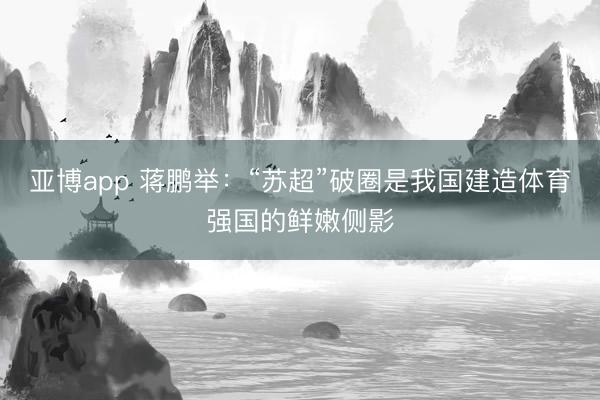 亚博app 蒋鹏举:“苏超”破圈是我国建造体育强国的鲜嫩侧影