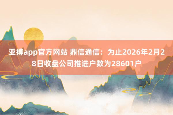 亚搏app官方网站 鼎信通信：为止2026年2月28日收盘公司推进户数为28601户