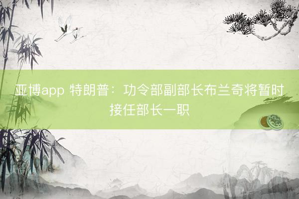 亚博app 特朗普:功令部副部长布兰奇将暂时接任部长一职