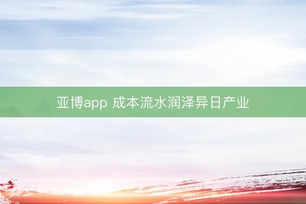 亚博app 成本流水润泽异日产业