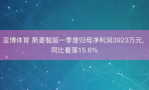 亚博体育 斯菱智驱一季度归母净利润3923万元， 同比着落15.6%