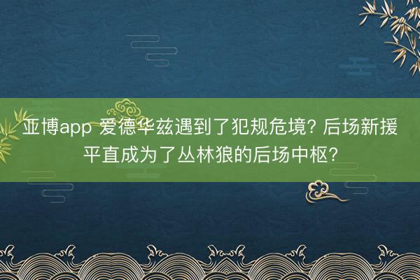亚博app 爱德华兹遇到了犯规危境? 后场新援平直成为了丛林狼的后场中枢?