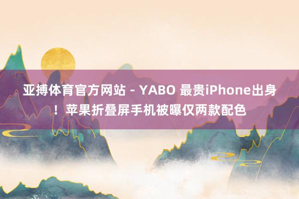 亚搏体育官方网站 - YABO 最贵iPhone出身！苹果折叠屏手机被曝仅两款配色