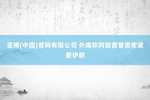 亚搏(中国)官网有限公司 外媒称阿联酋曾奥密紧要伊朗