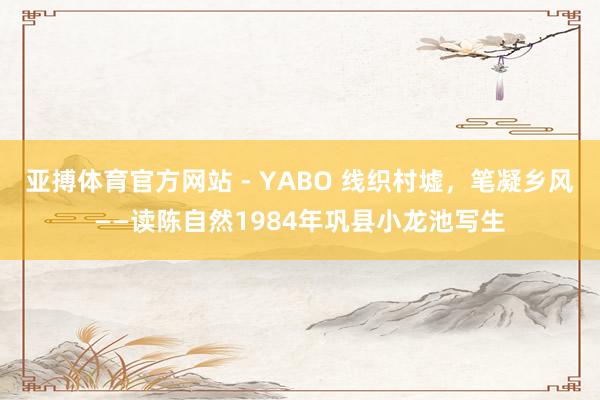 亚搏体育官方网站 - YABO 线织村墟，笔凝乡风——读陈自然1984年巩县小龙池写生