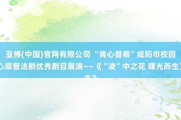 亚搏(中国)官网有限公司 “青心督察”咸阳市校园心扉普法剧优秀剧目展演——《“凌”中之花 曙光而生》