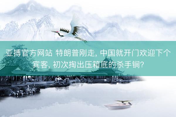 亚搏官方网站 特朗普刚走, 中国就开门欢迎下个宾客, 初次掏出压箱底的杀手锏?