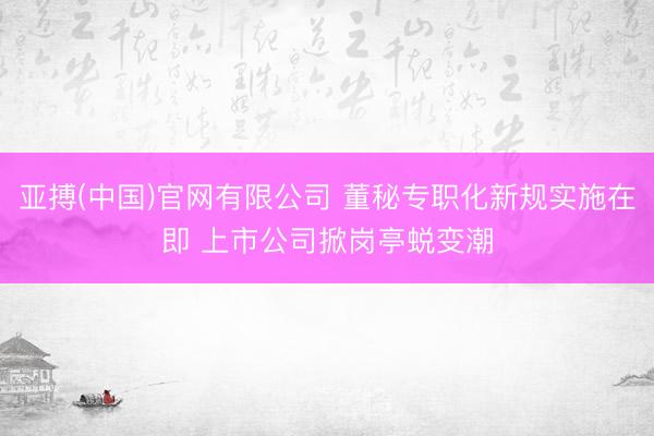 亚搏(中国)官网有限公司 董秘专职化新规实施在即 上市公司掀岗亭蜕变潮