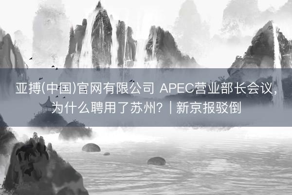 亚搏(中国)官网有限公司 APEC营业部长会议，为什么聘用了苏州？| 新京报驳倒