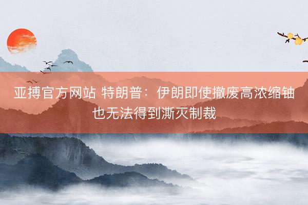 亚搏官方网站 特朗普：伊朗即使撤废高浓缩铀也无法得到澌灭制裁