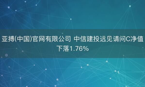 亚搏(中国)官网有限公司 中信建投远见请问C净值下落1.76%