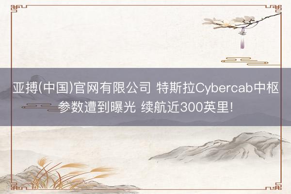 亚搏(中国)官网有限公司 特斯拉Cybercab中枢参数遭到曝光 续航近300英里!